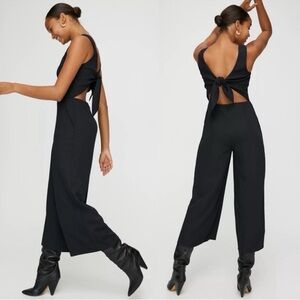 Aritzia Elegant Black Open-Back Encoulement Jumpsuit